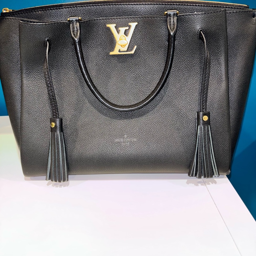 Louis Vuitton Lockmeto Black Tote with Gold Accents
